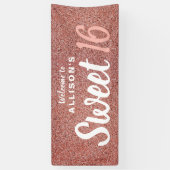 スウィート16バースデーパーティーバラ金ゴールドグリッターモノグラム 横断幕 (縦)