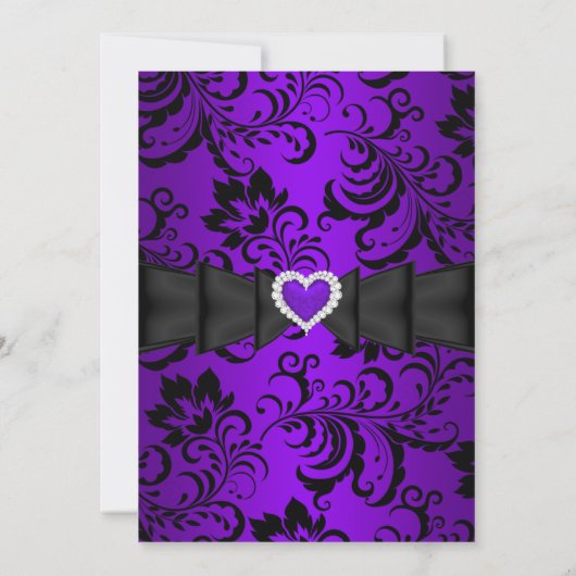 スウィート16バースデーパーティーパープルハートダマスク 招待状 (裏面)