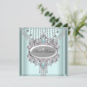 スウィート16バースデーパーティーブルーホワイトダイヤモンド 招待状 (スタンド正面)