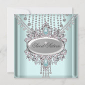 スウィート16バースデーパーティーブルーホワイトダイヤモンド 招待状 (正面)