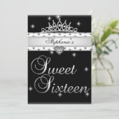 スウィート16バースデーパーティー白黒ティアラカスタムI 招待状 (スタンド正面)