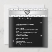 スウィート16バースデーパーティー白黒ティアラ 招待状 (裏面)