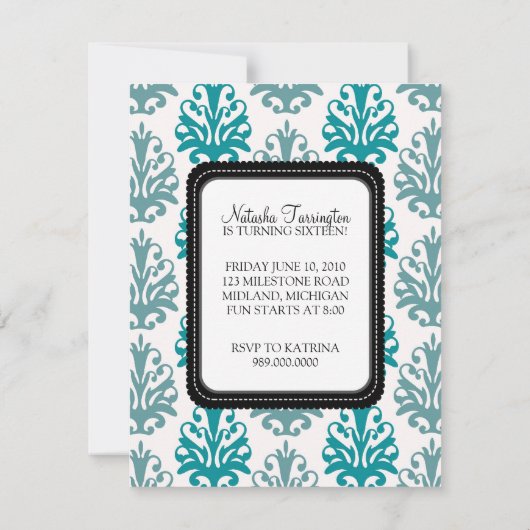 スウィート16バースデーパーティ招待状|ボホシック} 招待状 (裏面)