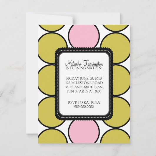 スウィート16バースデーパーティ招待状|ボホシック} 招待状 (裏面)