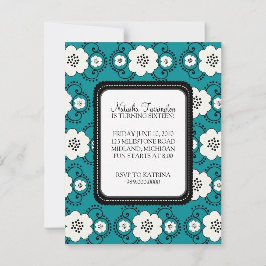 スウィート16バースデーパーティ招待状|ボホシック} 招待状 (裏面)