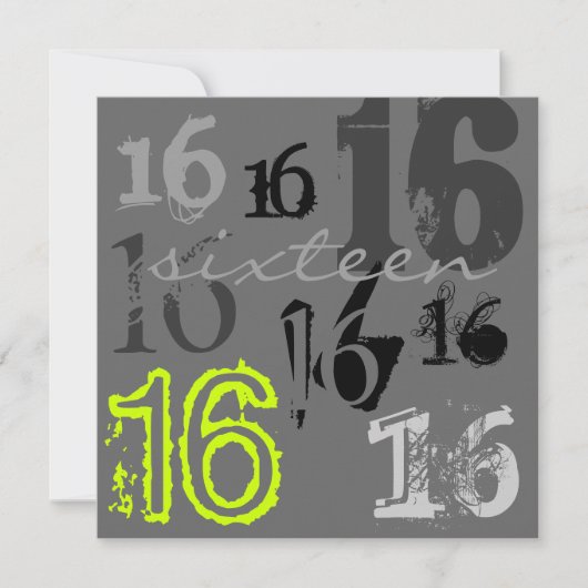 スウィート16バースデーパーティ招待状 招待状 (正面)