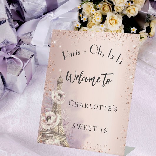スウィート16パリエッフェルタワーバラ金ゴールド歓迎 台座サイン