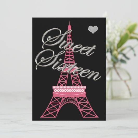 スウィート16パリエッフェルタワー誕生日招待状 招待状 (スタンド正面)