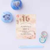 スウィート16パンパスグラスバラ金ゴールド予算の招待 チラシ (シングル)