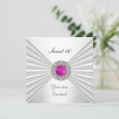 スウィート16パーティの招待状ホワイトピンクジュエル 招待状 (スタンド正面)