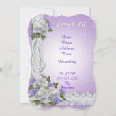 スウィート16パーティの招待状ホワイトローズ 招待状 (裏面)