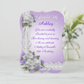 スウィート16パーティの招待状ホワイトローズ 招待状 (スタンド正面)