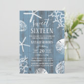 スウィート16パーティーエレガントダスティブルービーチヒトデ 招待状 (スタンド正面)