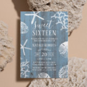 スウィート16パーティーエレガントダスティブルービーチヒトデ 招待状