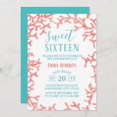 スウィート16パーティーエレガントビーチコーラルリーフ誕生日 招待状