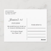 スウィート16パーティークラウン発表招待状 ポストカード (裏面)