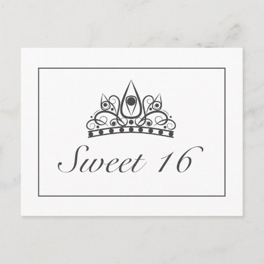 スウィート16パーティークラウン発表招待状 ポストカード (正面)