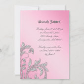 スウィート16パーティーグラードグリッター葉ズピンク 招待状 (裏面)