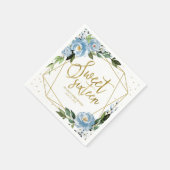 スウィート16パーティーゴールドフォイルダスティブルーフローラナプキンス スタンダードカクテルナプキン (角)