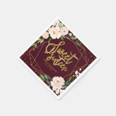 スウィート16パーティーゴールドフォイル赤面フローラブルゴーニュ スタンダードカクテルナプキン (角)