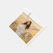 スウィート16パーティーシックトレンディースクリプト&フォトモダン スタンダードカクテルナプキン (角)