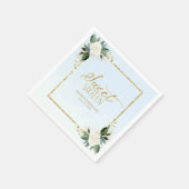 スウィート16パーティーダスティブルーゴールドフォイルフローラ スタンダードカクテルナプキン (角)