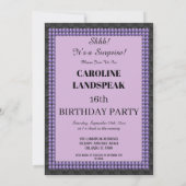 スウィート16パーティーバイオレットシルク&パール&写真 招待状 (裏面)