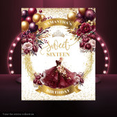 スウィート16パーティーバックドランドブルガンディドレスグリッター タペストリー