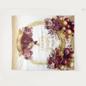 スウィート16パーティーバックドランドブルガンディドレスグリッター タペストリー (正面(横))