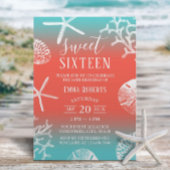 スウィート16パーティービーチコーラルリーフスターフィッシュ 招待状
