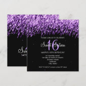 スウィート16パーティーフォーリングスターズパープル 招待状 (正面/裏面)