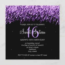 スウィート16パーティーフォーリングスターズパープル 招待状
