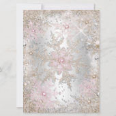 スウィート16パーティーベージュピンクシルバーウィンターワンダーランド 招待状 (裏面)