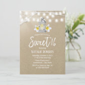 スウィート16パーティーヴィンテージホワイトランタン素朴ビーチ 招待状 (スタンド正面)