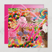 スウィート16パーティー招待状キャンディピンク 招待状 (正面/裏面)