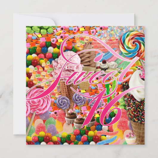 スウィート16パーティー招待状キャンディピンク 招待状 (正面)