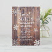 スウィート16パーティー素朴ウィンタースノーフレークスバーンウッド 招待状 (スタンド正面)