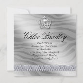 スウィート16パーティー金ゴールドクラウンジュエリー葉 招待状 (裏面)