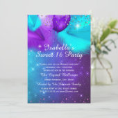 スウィート16パーティー ティールパープル シルバーバルーン 招待状 (スタンド正面)