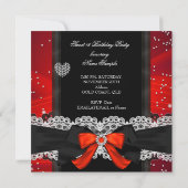 スウィート16パーティーSweet sixteenグリッターレッドボウ 招待状 (裏面)