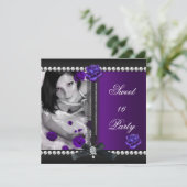 スウィート16パープルバラブラックパール 招待状 (スタンド正面)