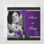 スウィート16パープルバラブラックパール 招待状 (正面)