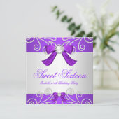 スウィート16パープルパールフェイクダイヤモンドパーティー 招待状 (スタンド正面)
