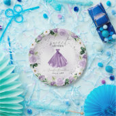 スウィート16パープルフローラドレス紙プレート ペーパープレート (パーティー)