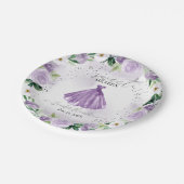 スウィート16パープルフローラドレス紙プレート ペーパープレート (アングル)