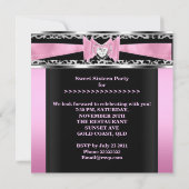 スウィート16ヒョウ黒ピンクジュエルイメージ 招待状 (裏面)