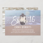 スウィート16ビーチヒトデ&ヴィンテージランタン誕生日 招待状 (正面/裏面)