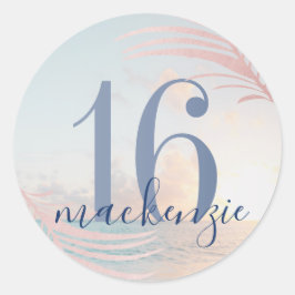 スウィート16ビーチ誕生日パーティーのお気に入り ラウンドシール