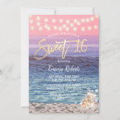 スウィート16ピエレガントンクビーチメイスンジャールストリングライト 招待状 (正面)