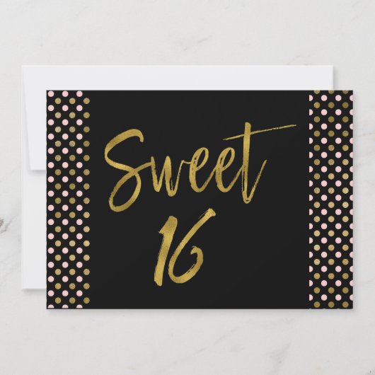 スウィート16ピンクとゴールドフォイル誕生日招待状 招待状 (正面)
